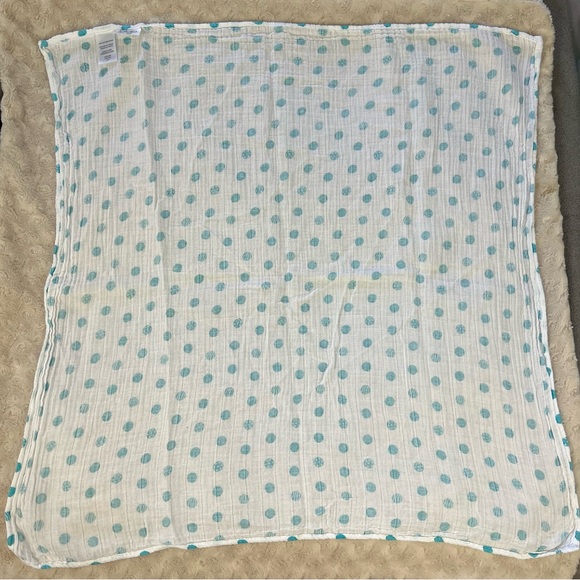 Lulujo Blue White Polka Dots Baby Security Blanket Swaddle Material Muslin Lovey - Picture 4 of 5